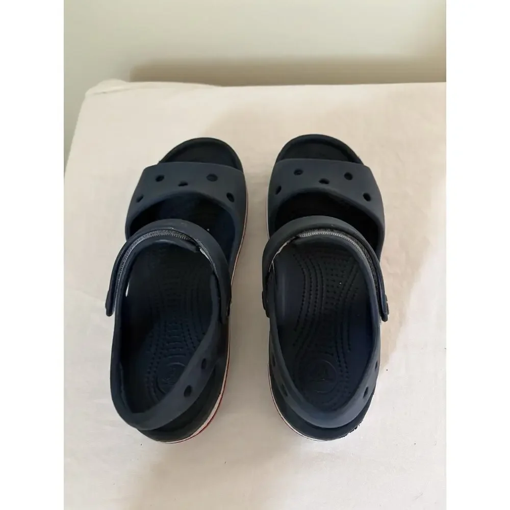 Crocs Bayaband Sandals Navy Blue Girls Size J2 Juniors Big Kids Logo